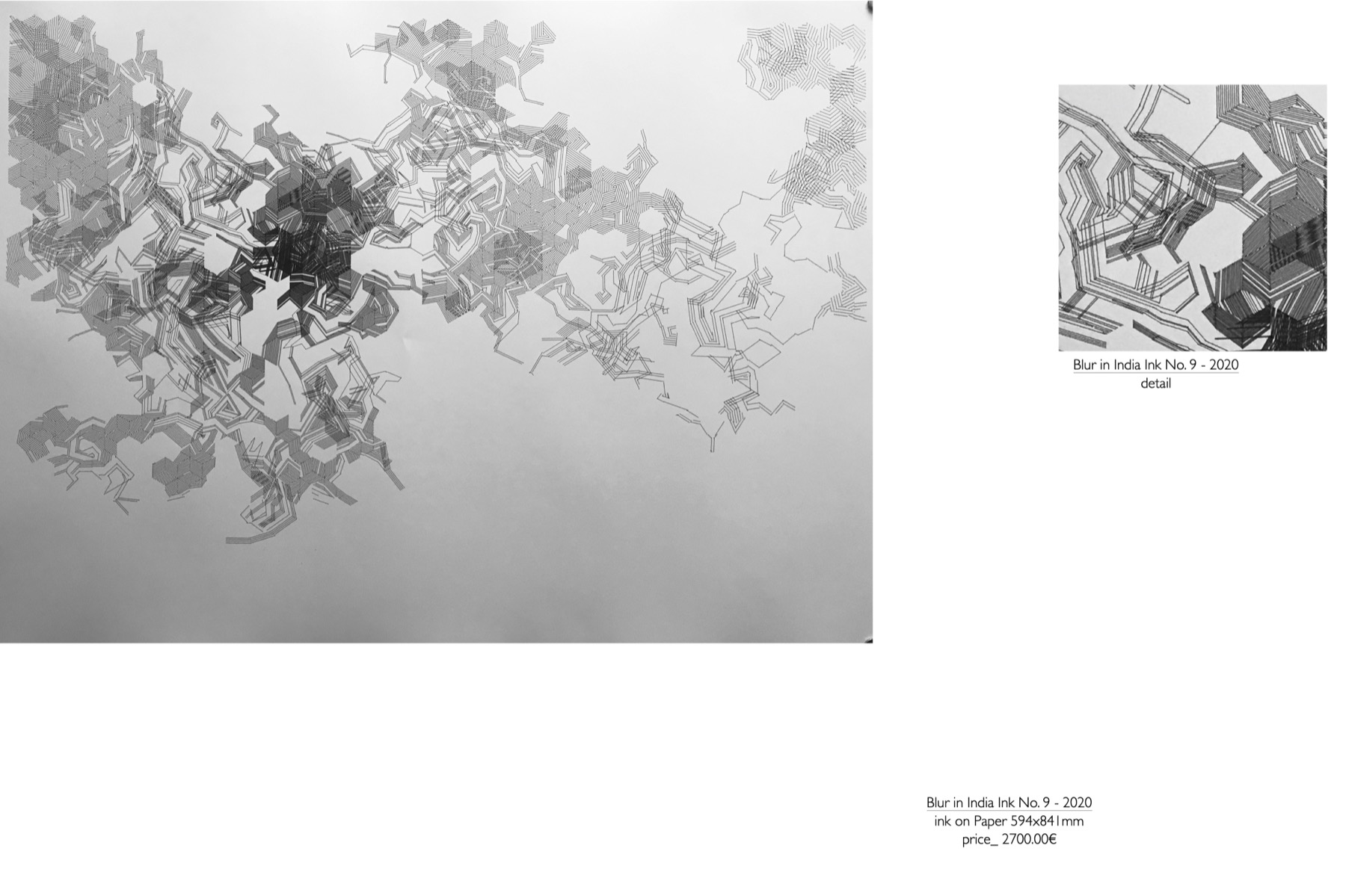 Selected drawing with black layered line formations