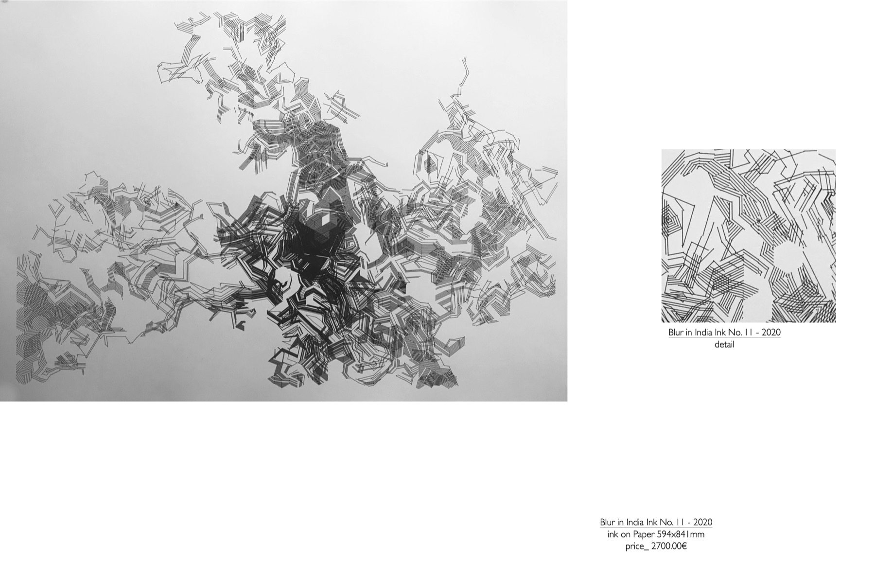 Selected drawing with dark branching line structures