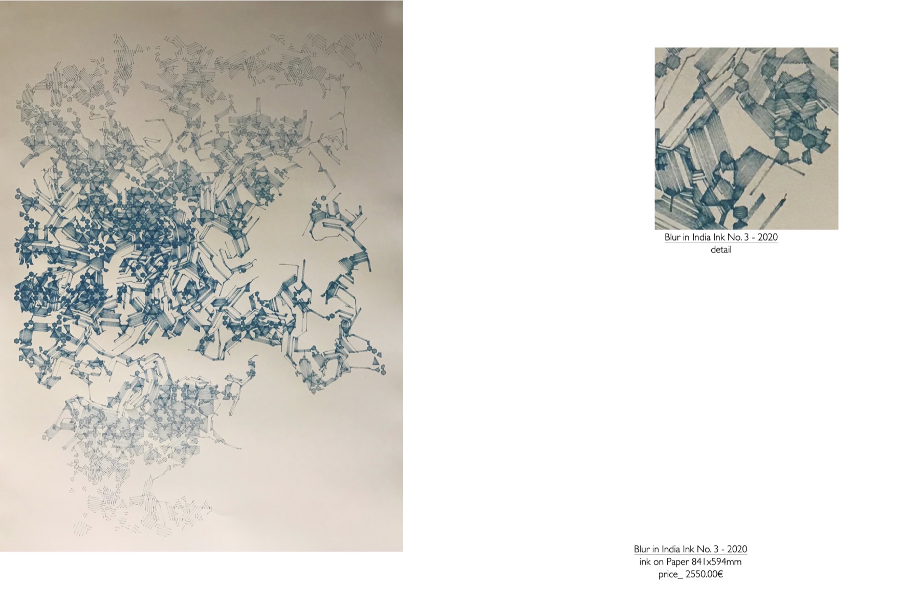 Selected drawing in blue tones with clustered line structures
