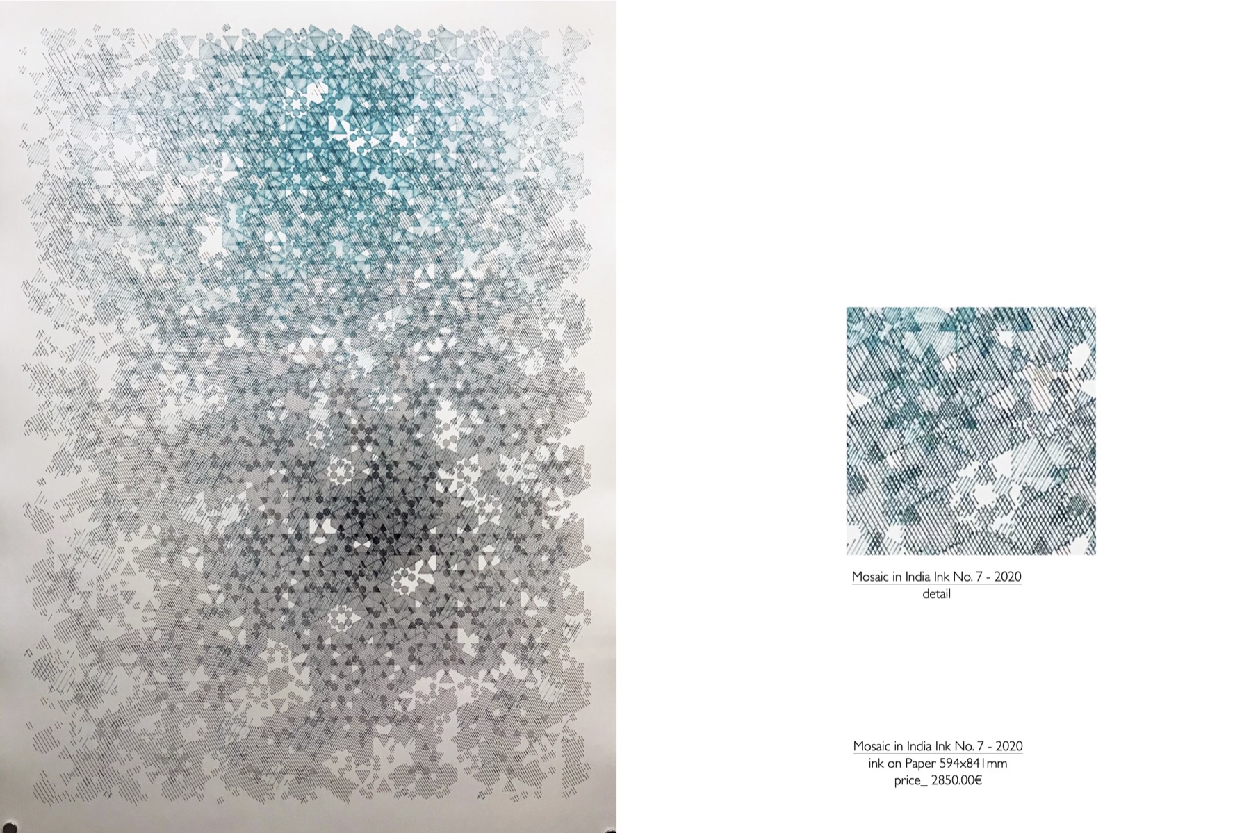 Selected drawing in turquoise and graphite tones
