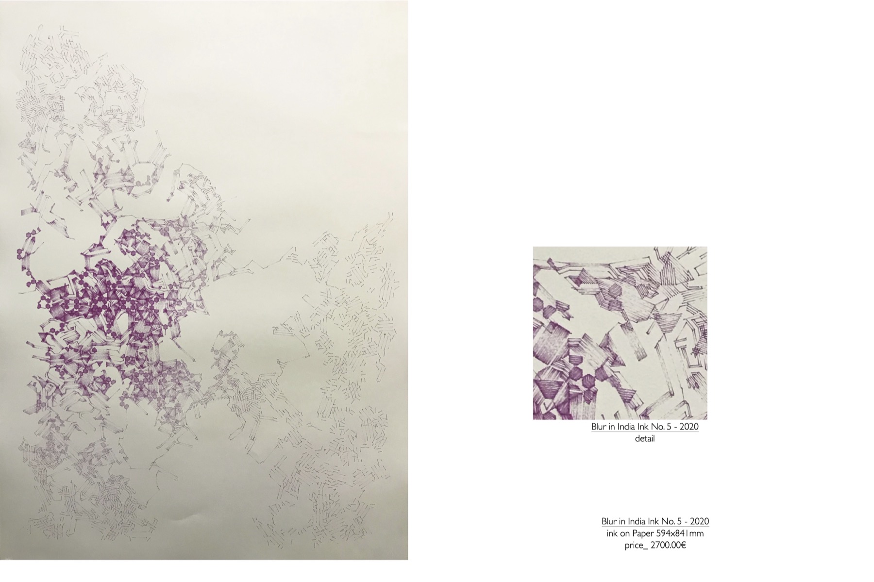 Selected drawing in violet tones with dispersed formations